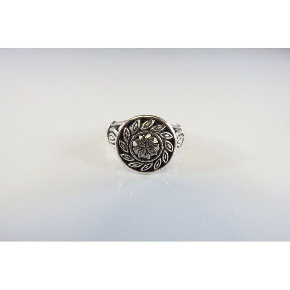 Pierced Flower & Leaf Ring Vintage Sterling Silver Celtic Style Size 5 1/2 - Picture 1 of 9